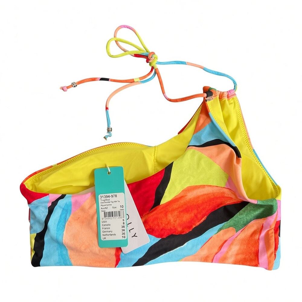 Seafolly Australia Multicolor Aquamarine Tropfest One Shoulder with Tie, US6 - Picture 5 of 11